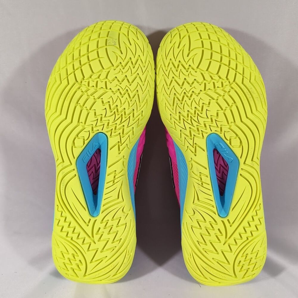 Fila Axilus 3 Women`s Size 5 Mesh Sneaker (5TM01993-693) Pink /Bluefish/ Yellow - Picture 6 of 8